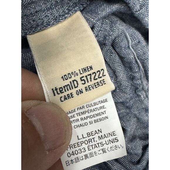 L.L. Bean Women's 10 Linen Blue Chambray Drawstring Elastic Waist Pant - Picture 5 of 6
